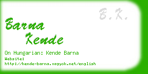 barna kende business card